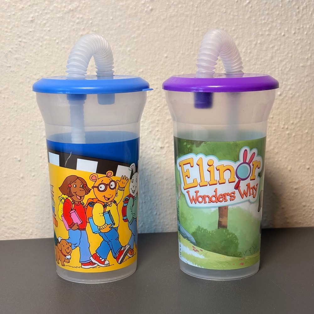 PBS Kids Sippy Cups Kids OS Multi Excellent Arthur Elinor Wonders Why 1990s Set